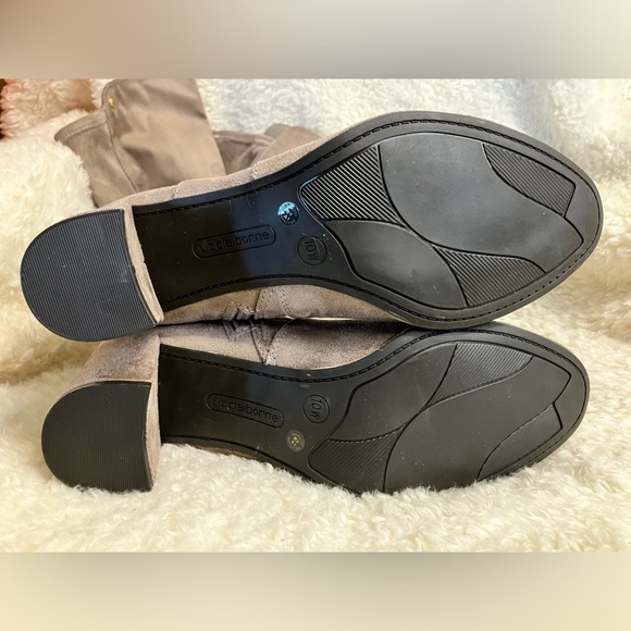 NWT Liz Claiborne Leyla Tan Taupe Over the Knee Boots Wide Chunky 10W - Picture 10 of 13